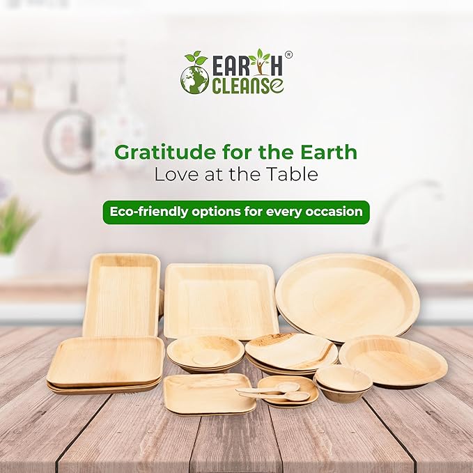 Compostable Palm Leaf Plates 9 Inch Square (100 Pack) | Disposable Biodegradable Plates Like Bamboo & Wooden | Microwave & Oven Safe | Eco-Friendly