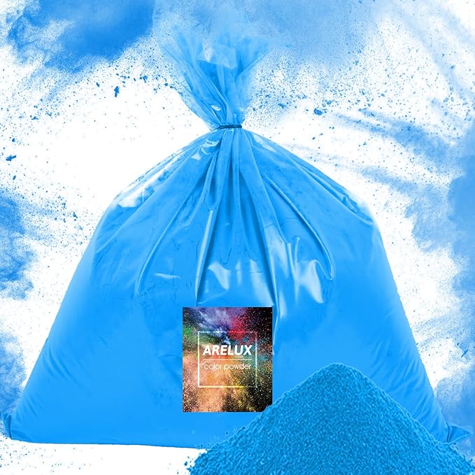 ARELUX Bright Blue Color Powder - 6lbs Bulk (2x3lb) for Color Wars, Powder War & Fun Events | Durable Individual Packets, Vibrant Holi Powder for Gender Reveal, Run, Rangoli, Parties | Non-Toxic