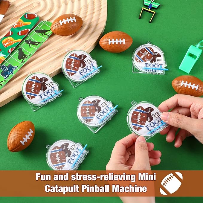 Party Favors Set with Cup Straw Cup Sleeve Bouncy Ball Mini Pinball Machine Keychain Sticker Clap Bracelet Tag for Sport Reward Birthday Gift Party Supplies(195 Pcs,Football)