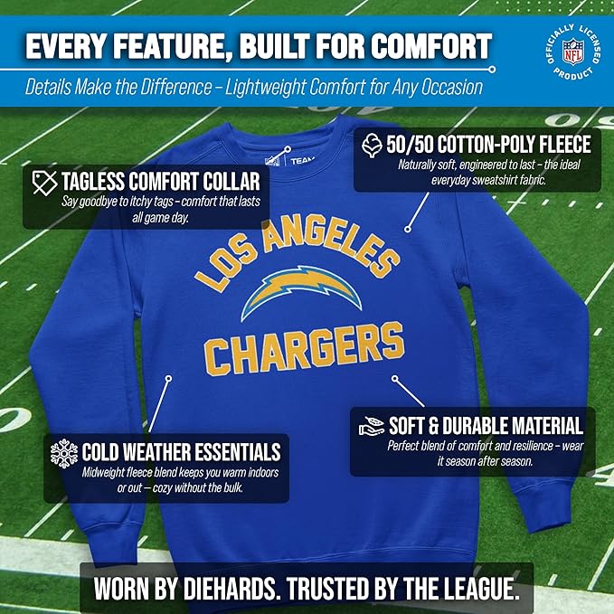 Team Fan Apparel NFL Adult Gameday Football Crewneck Sweatshirt - Cotton Blend - Stay warm, comfortable & stylish on game day