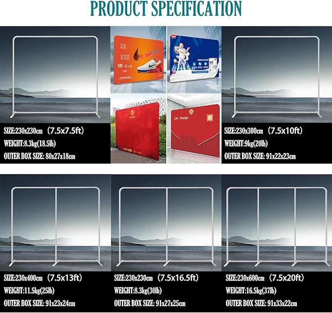 Customize Trade Show Backdrop with Tension Fabric Display Backdrop,Perfect for Trade Show Booth,Exhibition,Conference,Weddings,Parties,Stores 7.5x10FT(Frame&Banner Single-Sided Printing)
