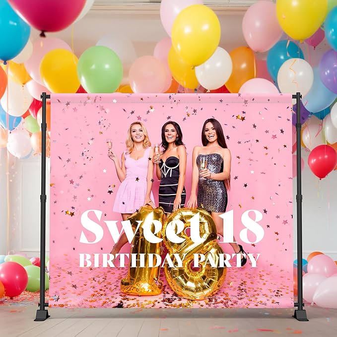 wall26 Custom Banner for Birthday Personalized Photography for Birthday Wedding Anniversary Party - 4x8 feet（WxH)