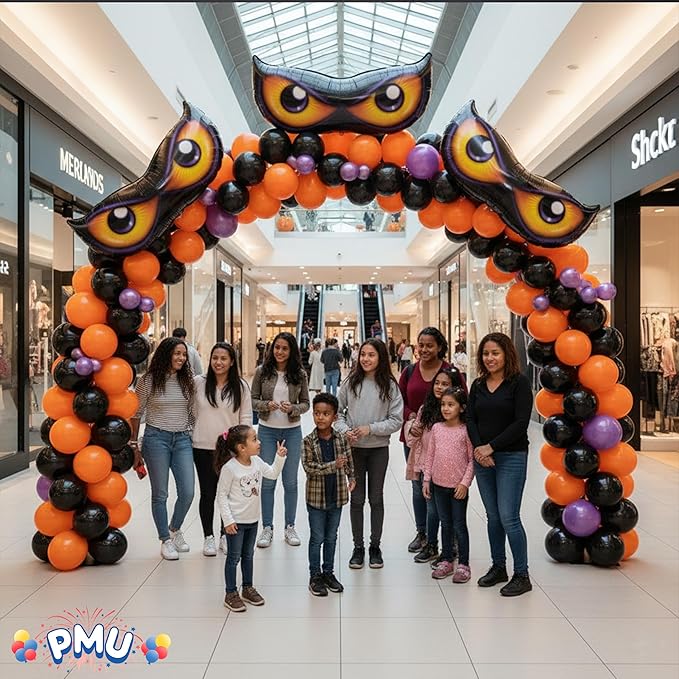 PMU 10 Pc Halloween Party Decoration Accessory 40 Inch Spooky Eyes Design Mylar-Foil Balloon