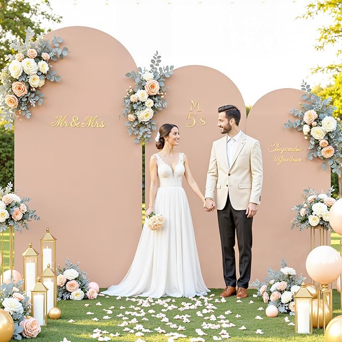 Nude Arch Covers 3 Set - 4FT, 5FT, 6FT Nude Arch Backdrop Cover Spandex Wedding Arch Stand Covers for Bridal Shower Wedding Baby Shower Birthday Party Ceremony Banquet Photo Background Decorations