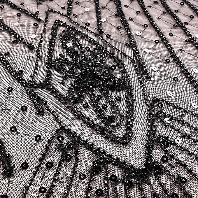 Women Vintage 1920s Gatsby Flapper Evening Party Dress V Neck Art Deco Sequins Mermaid Hem Cocktail Formal Long Maxi Gown