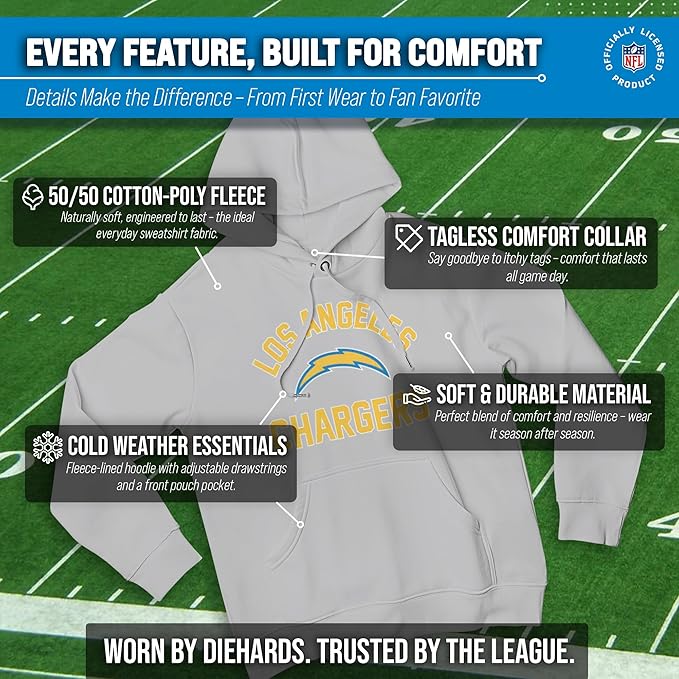 Team Fan Apparel NFL Adult Gameday Hooded Sweatshirt - Poly Fleece Cotton Blend - Stay Warm and Represent Your Team in Style