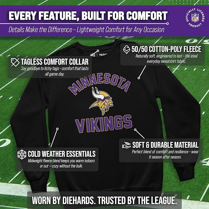 Team Fan Apparel NFL Adult Gameday Football Crewneck Sweatshirt - Cotton Blend - Stay warm, comfortable & stylish on game day