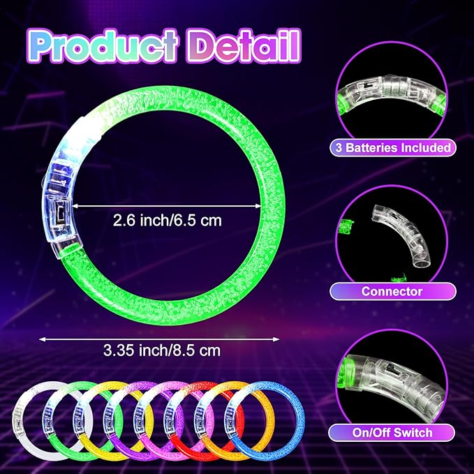Honoson Glow in the Dark Party Supplies, Light up Glasses LED Bracelets, Neon Favor Flashing Bulk Gift for Adult