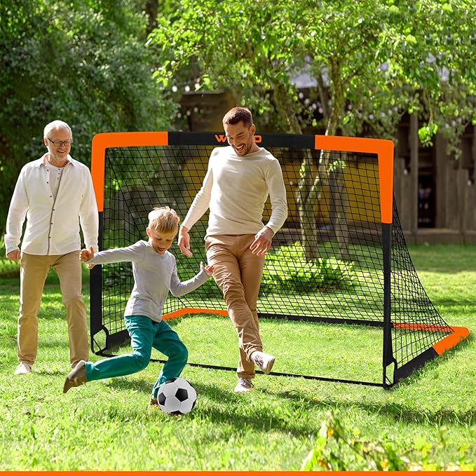 Kids Soccer Goals for Backyard Set of 2, 6x4 ft Portable Toddler Soccer Goal Training Equipment with Soccer Target, Ball, Cones, Soccer Net for Kids Age 3-5 6-8 8-12 10-12-14 Outdoor Sports Games Gift