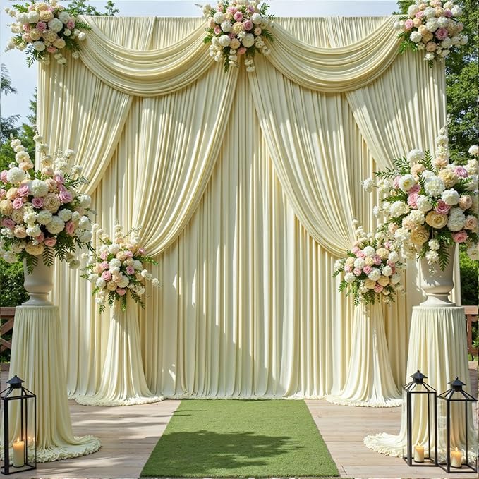 40ft x 10ft Wrinkle Free Sage Green Backdrop Curtains for Parties Weddings, 8 Panels 5×10ft Soft Silk Polyester Photo Backdrop Drapes for Birthday Baby Shower Photo Photography Background Cloth