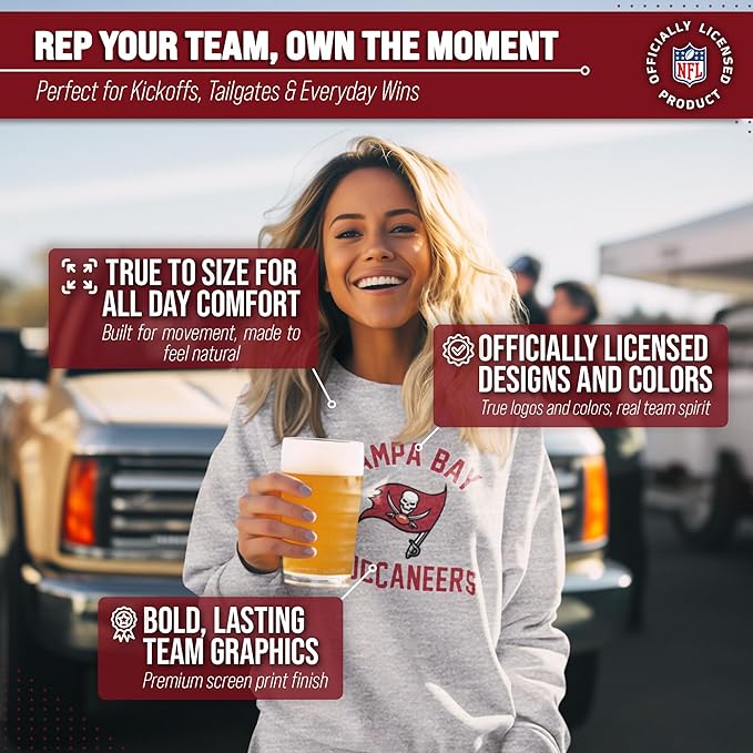 Team Fan Apparel NFL Adult Gameday Football Crewneck Sweatshirt - Cotton Blend - Stay warm, comfortable & stylish on game day