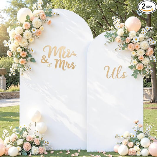White Photo Arch Backdrop Cover Set of 2 Spandex 7.2 and 6ft White Arch Covers Stretchy Backdrop Wedding Balloon Arch Stand Covers for Birthday Party Baby Shower Bridal Shower Arches Background