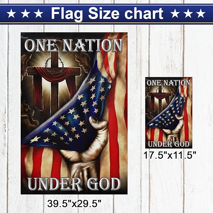 FLAGWIX Christian Patriot American Flags, One Nation Under God American Flag - 4th of July Decorations for Home, Outside, House Flag 30x40 - Double Sided, Heavy Duty Canvas, Decorative Outdoor Flags