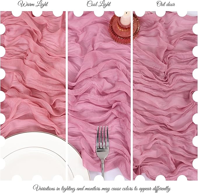 15 Pack Dusty Rose Cheesecloth Table Runner 17 x 108 Inch Fall Thanksgiving Boho Rustic Farmhouse Gauze Cheese Cloth Runner for Wedding Party Baby Shower Home Decor Holiday Decorations