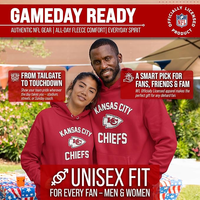 Team Fan Apparel NFL Adult Gameday Hooded Sweatshirt - Poly Fleece Cotton Blend - Stay Warm and Represent Your Team in Style