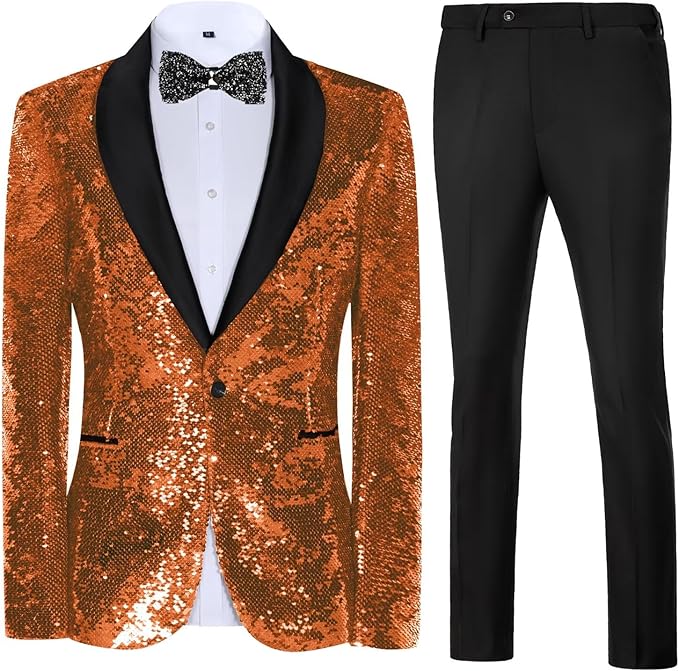 High-End Suits Sequins Men Tuxedo Sparkly Shawl Lapel Homecoming Suit Glitter 2 Pieces Party Prom Festival Blazer Pants