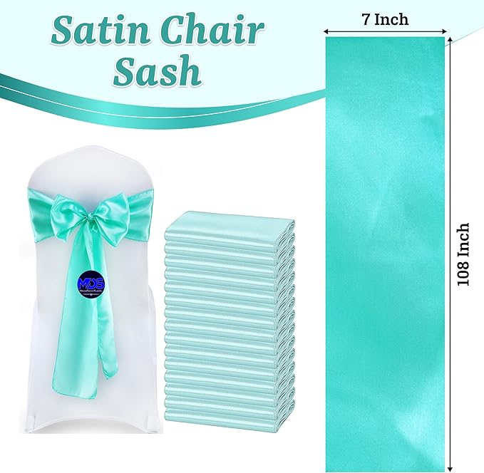 VDS Satin Chair Sashes Chair Cover Back Tie Sateen Bows Ribbon for Wedding Birthday Graduation Engagement Ceremony Event Party Banquet Venue Hotel All Dining Chair Decoration (40PC) (Sea Green)