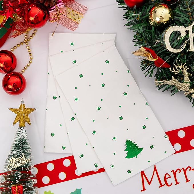 GATHER 176Pcs Christmas Plastic Plates - Heavy Duty Christmas Dinnerware Set Includes 50 Plates, 75 Red Plastic Silverware, 25 Cups, 25 Napkins and 1 Tablecloth for Xmas Party
