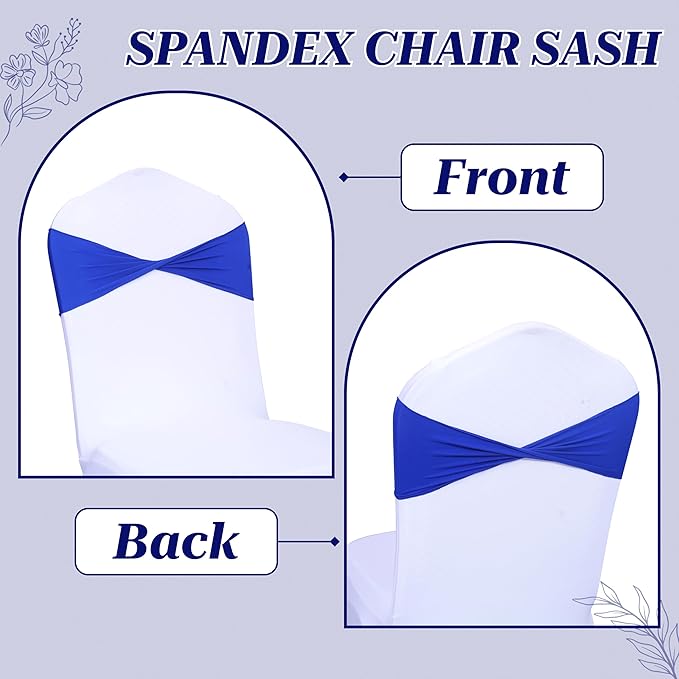 VDS Pack of 300 PCS | Royal Blue | Spandex Chair Sashes Bows Without Buckle | Stretch Elastic Banquet Universal Folding Chair Band Tie with for Wedding Party Conference Celebration Event Decoration