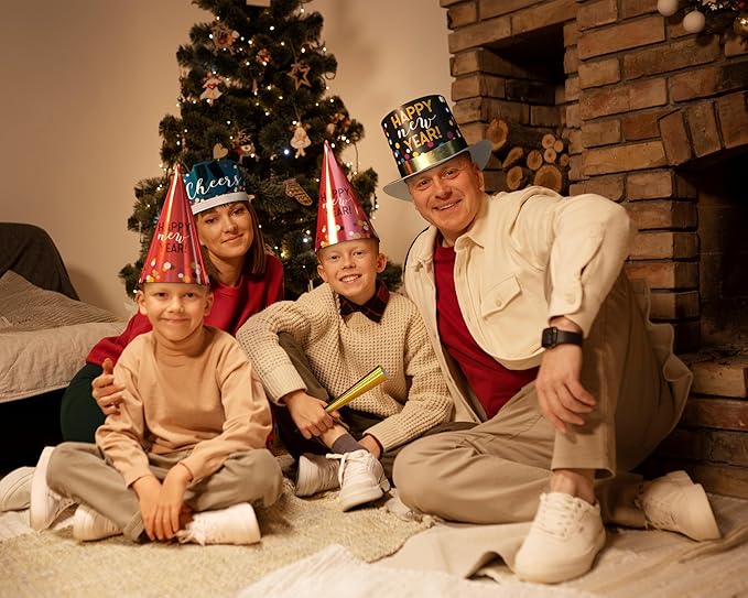 Crown Display New Years Party Favors 2026 200 Person Extravaganza Top Hats Tiaras Horns Noise Makers New Year Eve Hats Happy New Year Hats Decorations 2026 New Years Eve Party Favors