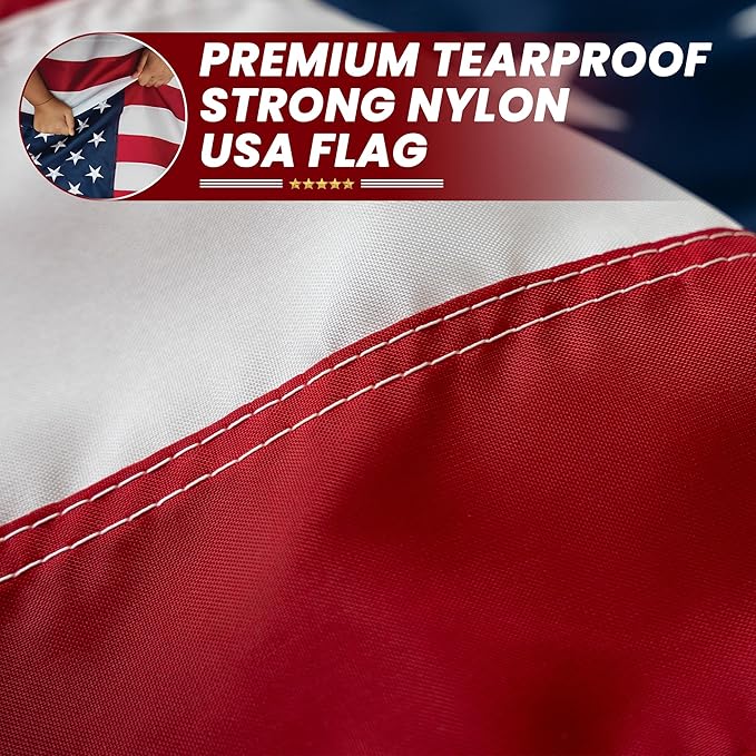 Premium American Flag - 5' x 8'– Hand-Stitched Detail & Embroidered Stars | US Sourced Materials | Built with Pride in the US