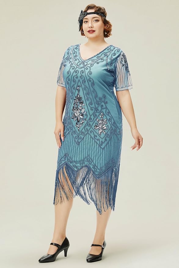 BABEYOND Great Gatsby Dresses for Women Plus Size Cocktail Dress 1920s Flapper Costume for Women