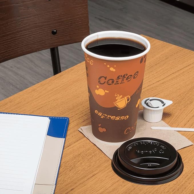 Karat 16 oz Paper Hot Coffee Cups [1000 ct] Disposable, Leak-Resistant Double Poly-Lined Cups for Hot Beverages, 90mm (C-K516)