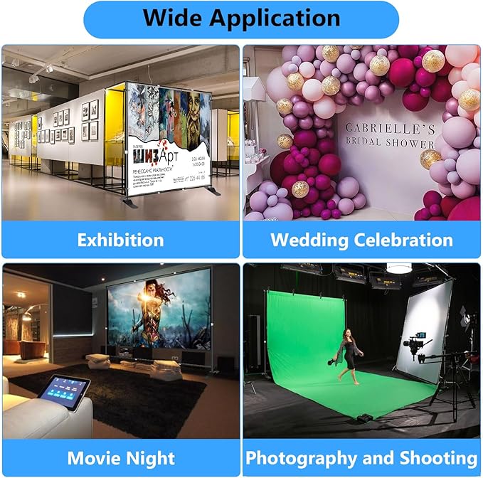 SLOW DOLPHIN Photo Backdrop Banner Stand 10 x 10 Ft Photography Background Stand With Adjustable Telescopic Tube Step and Repeat Frame Stand For Parties Wedding Photo Booth Trade Show,Carrying Bag