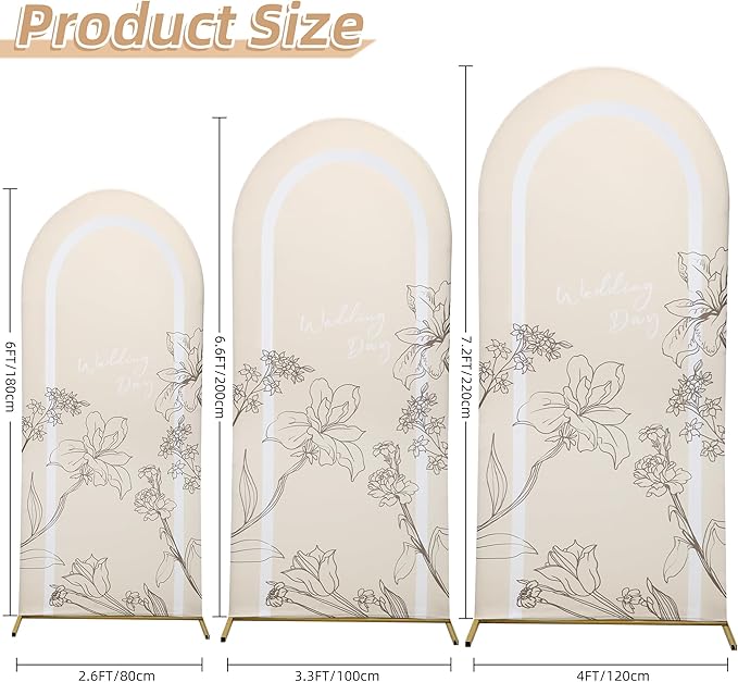 3-Piece Arch Cover Bundle – 7.2FT, 6.6FT & 6FT Stretch Spandex Backdrop Set – Wedding, Birthday & Photo Booth Arch Covers for Every Event