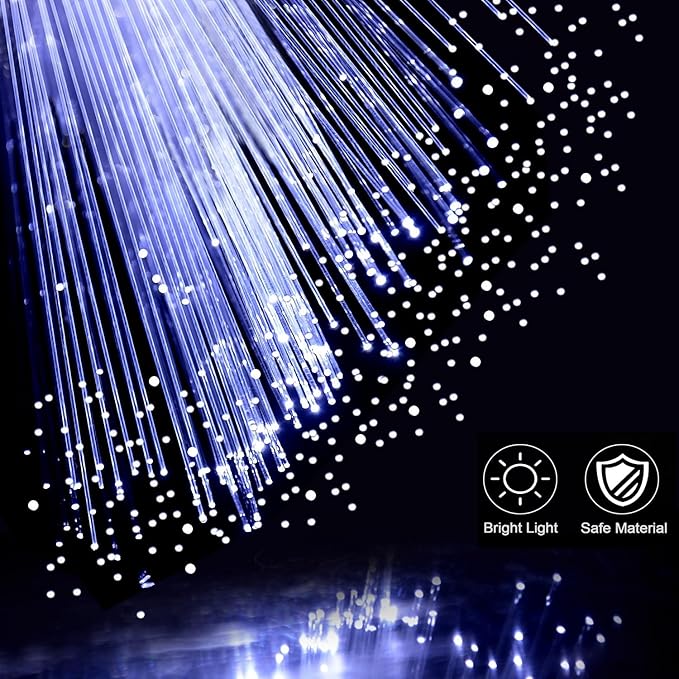 48 PCS White Glow Fiber Wands Sticks LED Light Wands 3 Modes Flashing Fiber Optic Light Rod Bulk Fiber Optic Wands for Wedding July 4th Halloween Christmas