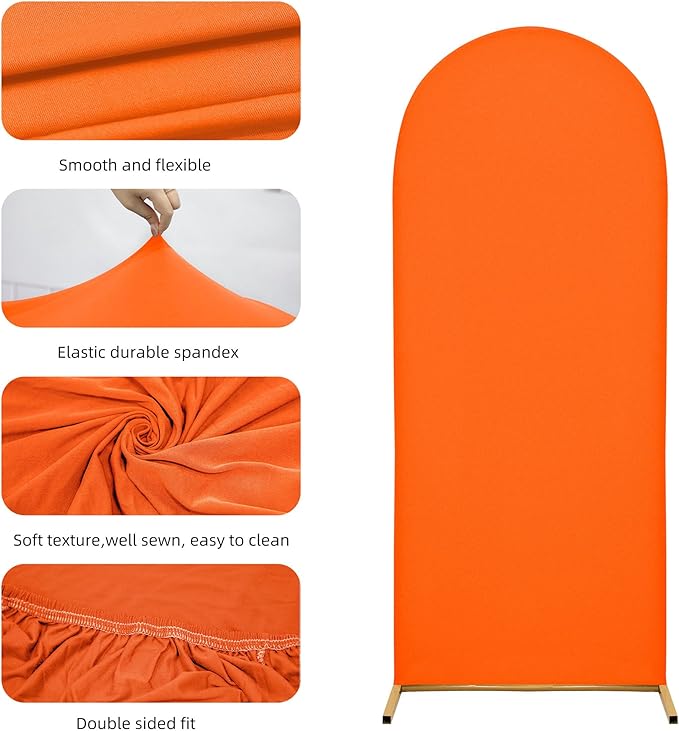 7.2FT Wedding Arch Cover – Stretchy Spandex Fabric Backdrop for Arch Stand – Ideal for Wedding Ceremony, Birthday Party, Baby Shower & Photo Booth Decoration (Candy Orange)