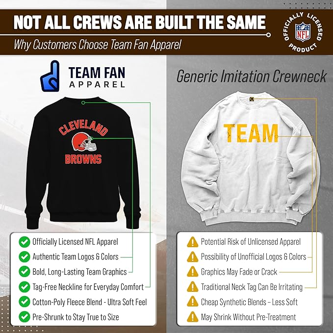 Team Fan Apparel NFL Adult Gameday Football Crewneck Sweatshirt - Cotton Blend - Stay warm, comfortable & stylish on game day