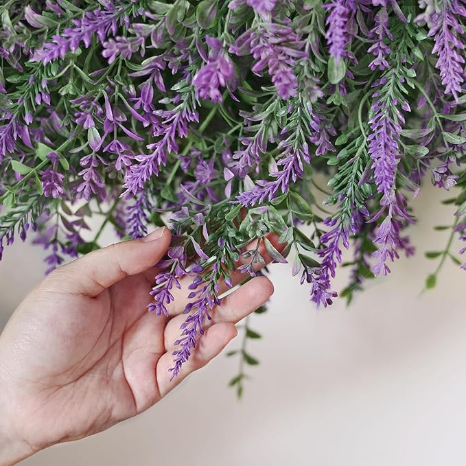 32'' Large Eucalyptus and Lavender Wreath for Front Door, Porch, Window- Artificial Eucalyptus Leaves with Lavender Wreath for Home, Farmhouse Wall Decor- Spring, Summer, Fall, All Seasons (Purple)