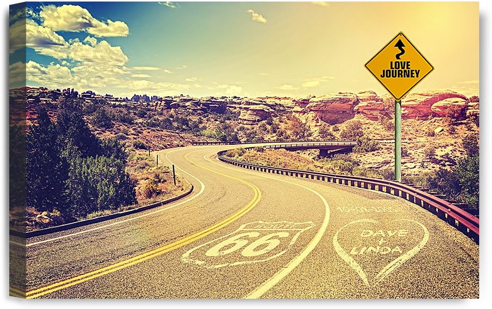 IPIC - Love Journey Personalized Canvas Print Artwork for Romantic Anniversary and Wedding gifts; 30x20
