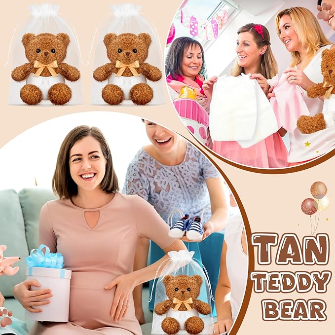 Bear Blindfolded Diaper Changing Baby Shower Games Baby Dolls Diapers for Bridal Shower Gender Reveal Games Prizes Gifts for Adults Boys Girls (Tan,6 Sets)