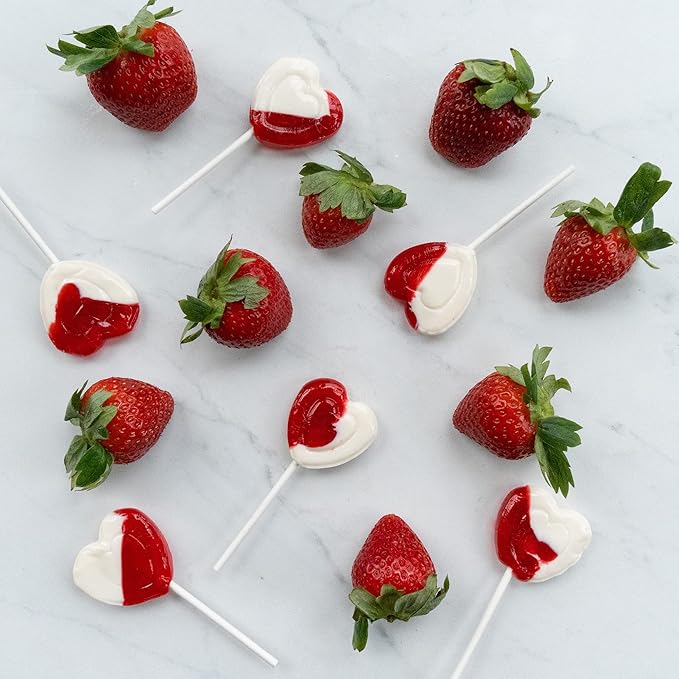Heart Lollipops by Candy Creek, Bulk 5 lb. Carton, Strawberry Cream Valentine’s Candy- nut free