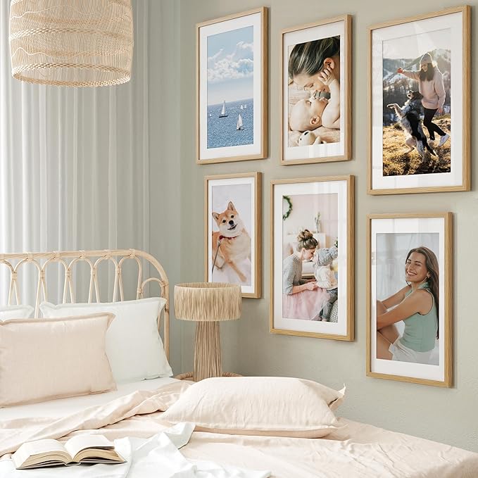 Axeman 14x20 Picture Frame | Solid Oak Wood 14 x 20 Picture Frame With Mat for 12x16 | 14x20 Wood Poster Frame | Tempered Glass and Hanging Hardware Included Home Wall Decor Hanging Frame | Natural