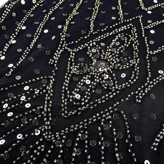 Women Vintage 1920s Gatsby Flapper Evening Party Dress V Neck Art Deco Sequins Mermaid Hem Cocktail Formal Long Maxi Gown