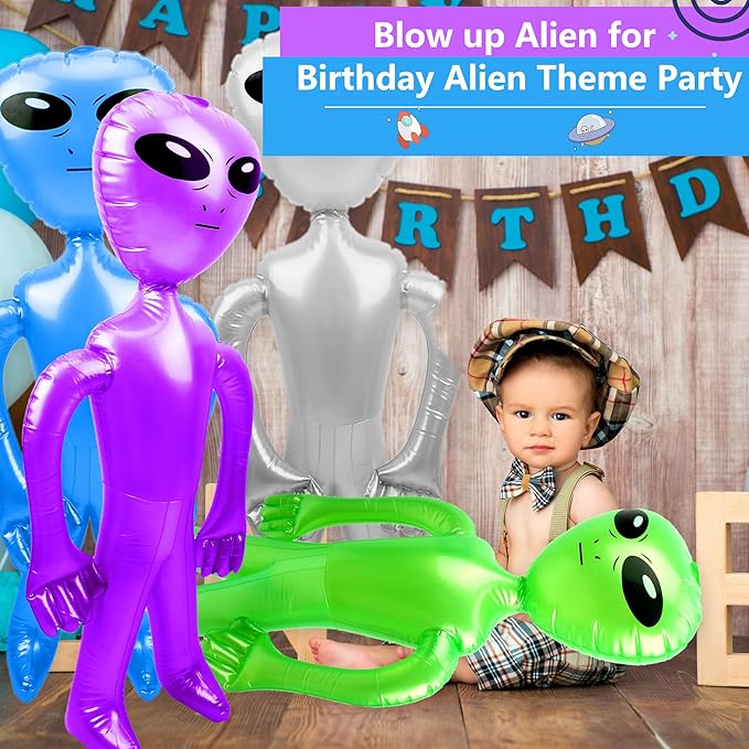 8 Pack 67 Inch Giant Inflatable Alien Halloween Jumbo Alien Inflate Large Blow Up Alien Balloons for Halloween Alien Party (Color Set 1)