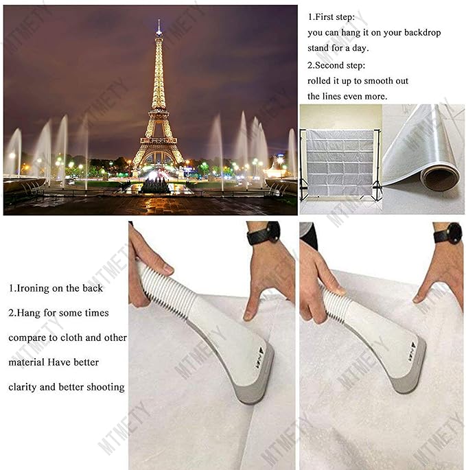 Paris Eiffel Tower Square Photo Props Backdrop for Romantic Love Theme Party 10x7FT One Night in Paris Photo Props Wall Photography Background BJHXME211
