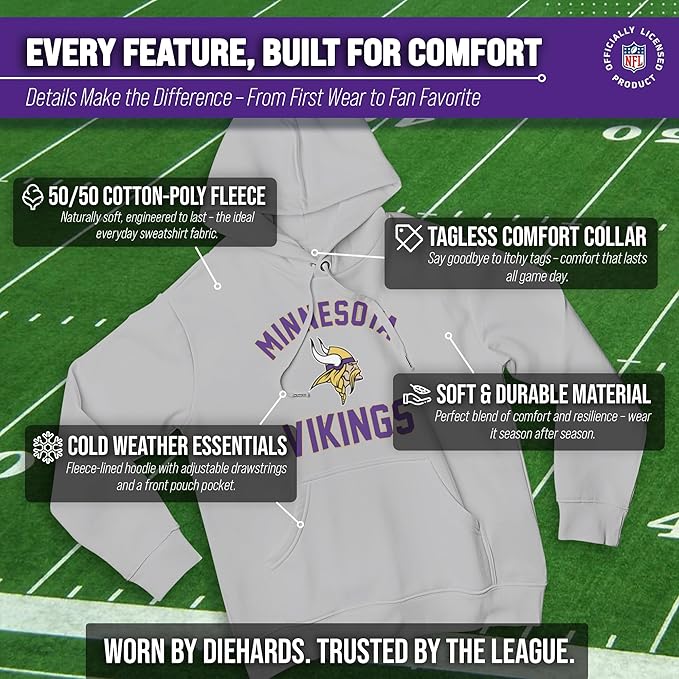 Team Fan Apparel NFL Adult Gameday Hooded Sweatshirt - Poly Fleece Cotton Blend - Stay Warm and Represent Your Team in Style