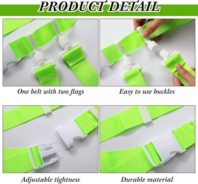 Peryiter 2/12/24/36 Player Flag Football Belt, Adjustable Football Belts and Flags for Kids Youth Adult Sport Team Training