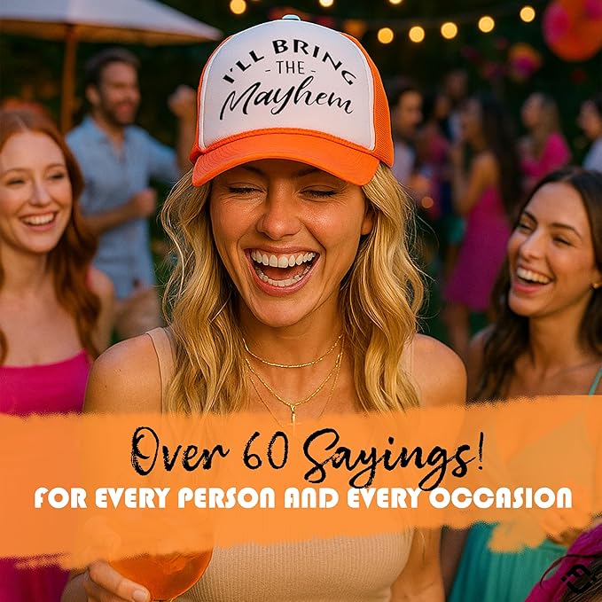 Funky Junque Women's Funny Trucker Hats: Adult Humor for Bachelorette & Girls Trips, Groups 3-25, Mesh Hat - I'll Bring The's