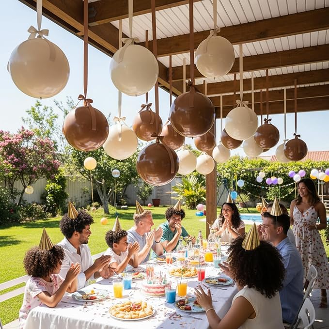 Jenaai 30 Set Round Foil Balloons Bulk 22 Inch 4d Metallic Giant Balloons Set with Satin Bows Ribbon for Ceiling Holiday Ornaments New Year Birthday Wedding Party Decoration(Warm Colors)