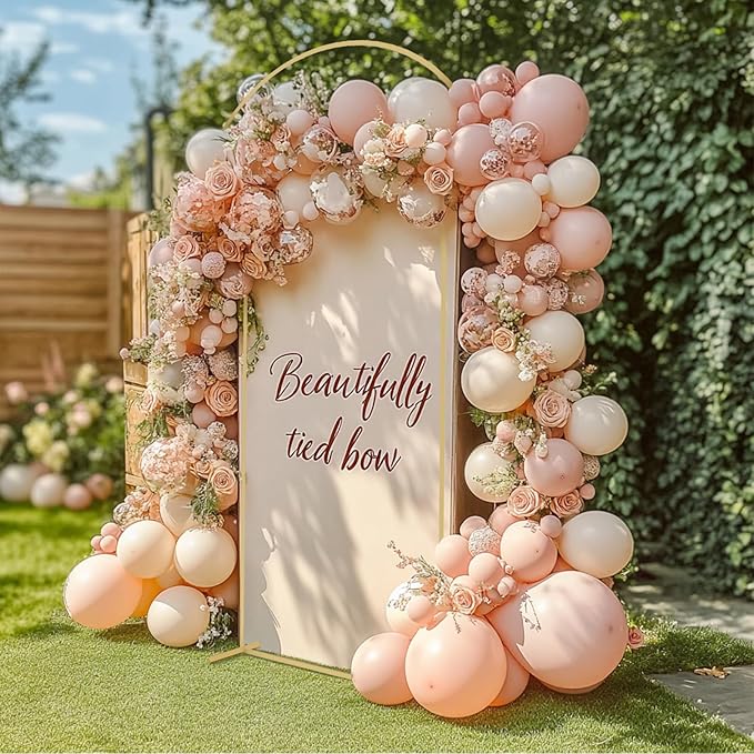 Babenest Gold Arch Backdrop Stand Set of 2, 6FT/7.2FT Metal Arch Wedding Stand, Balloon Arch Frame for Ceremony Birthday Party Bridal Baby Shower Halloween Banquet Decoration