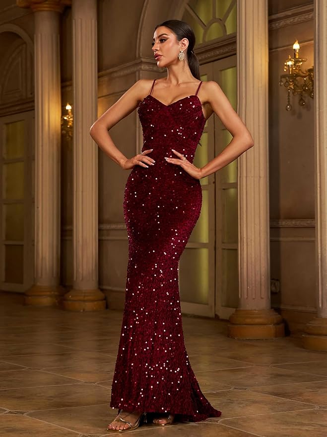 Evening Formal Dresses for Women Sequin Prom Wedding Guest Cocktail Dress Party Sexy Maxi Elegant Bodycon Night Gown