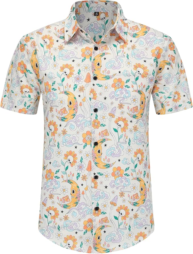 Mens Hawaiian Shirts and Shorts Set 2 Pieces Beach Outfits Sets with Bucket Hats