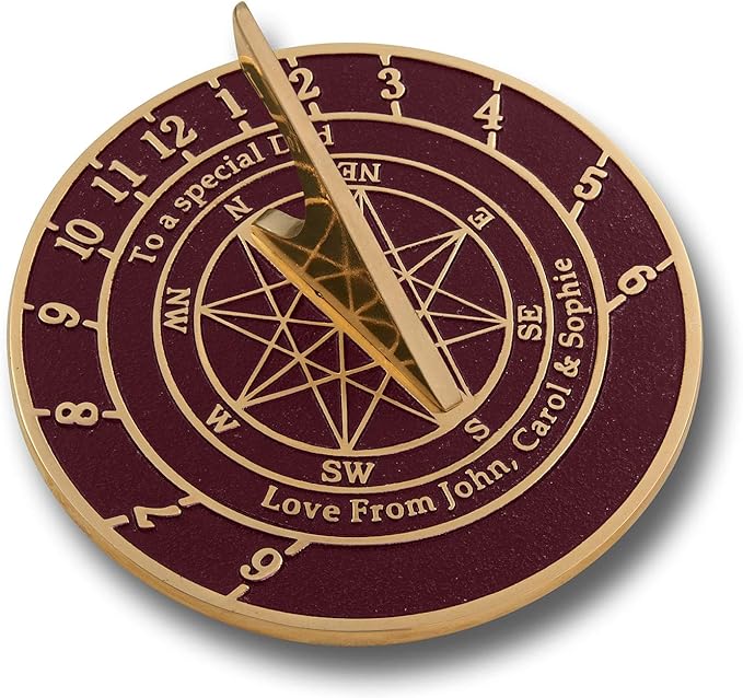The Metal Foundry Personalized English Brass Sundial Gift. This Unique Gift Idea for Him Or Her is Cast with Your Message and Will Make The Perfect Present for Birthday, Anniversary Or Christmas