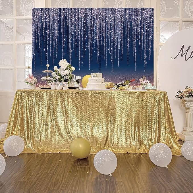 Navy Blue Glitter Backdrop 10x8ft Rose Gold and Blue Background for Photography Birthday Graduation Wedding Baby Shower Party Decorations Cake Table Banner Photo Booth Props