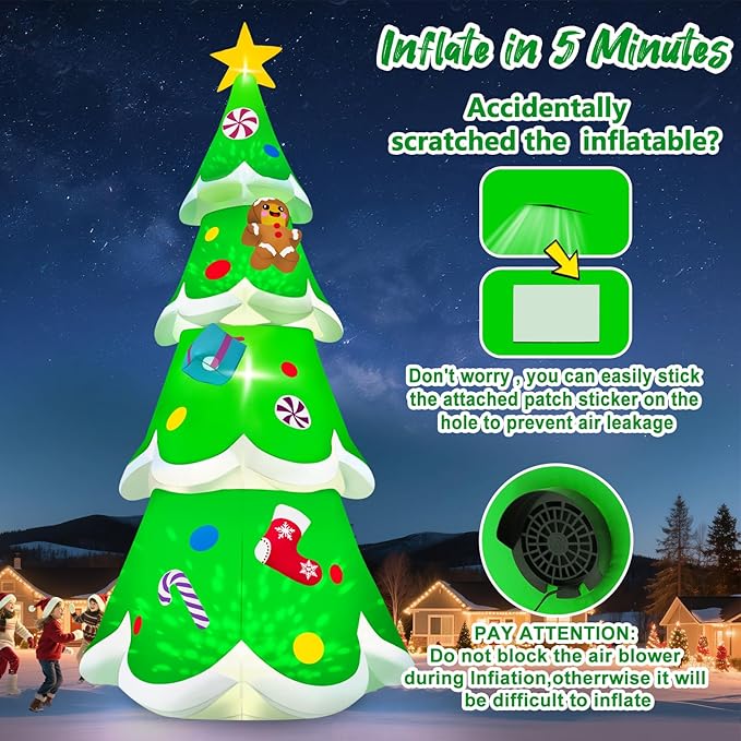 20FT Christmas Tree Inflatable with LED Light, Kalolary Giant Christmas Yard Inflatables Outdoor Xmas Blow-Up Outdoor Decoration for Holiday Party Courtyard Lawn Shopping Mall Street
